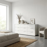 Garvee 9 Drawer Dresser for Bedroom, 63" Wide Chest of Drawers with Curved Safety Corners, Storage Cabinet, Natural Wood Dresser TV Stand, Living Room - White