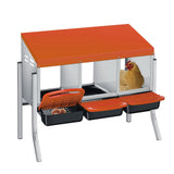 Garvee Chicken Nesting Boxes, 3 Hole with Legs Metal Wall Mount Roll Away Nest with Removable Trays and Roll Out Egg Collection for Chicken Coop - Orange