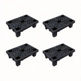 Garvee 4 Pack Black Plastic Pallets Interlocking Nestable Heavy Duty HDPE Grid Pads Waterproof Ventilated for Garage Basement Warehouse - Black
