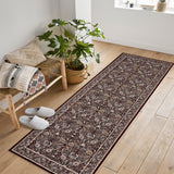Garvee Washable Area Rugs for Living Room,Non-Slip & Low-Profile Floral Rug with Durable Edge Binding,Soft Rugs for Bedroom, Dining Room - Red