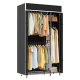 Garvee Heavy Duty Portable Wardrobe Closet Organizer with Cover – Adjustable Carbon Steel Clothes Rack – Supports 720lbs – 15.75×43.31×76.46 Inches – Freestanding Clothes Storage System – Black
