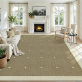 Garvee Washable Area Rug 8' × 10' – Non-Slip, Low Pile, Modern Geometric Carpet – Spot Resistant, Collapsible, Soft Floor Mat for Living Room, Bedroom, Dining Room – Khaki Gray - Khaki Gray