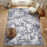 Garvee Modern Abstract Area Rug - Washable, Non-Shedding, mark Resistant, Non-Slip Carpet - Soft Thin Floor Mat for Living Room, Bedroom, Dining, Nursery, Farmhouse, Office - Dark Gray, 5x7ft - Black