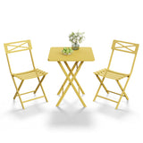 Garvee 3-Piece Yellow Folding Bistro Set, Weather-Resistant Steel Patio Table and 2 Chairs, Collapsible No-Assembly Outdoor Furniture Set for Balcony, Garden, Yard, Patio & Small Spaces - Yellow