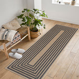 Garvee Natural/Black Washable Jute Runner Rug 2' × 6', Non Slip Low Pile Non Shedding Geometric Rug, Boho Farmhouse Indoor Outdoor Rug for Hallway Kitchen Patio - Natural/Black