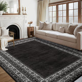 Garvee Large Black Area Rug - Modern Carpet for Living Room, Bedroom, or Office, Ultra Soft, 8x10ft - Black