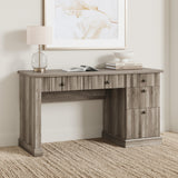 Garvee Fluted Home Office Desk Storage, 54 in Modern Executive Desk with Charging Station, Wooden Computer Writing Desk with File Drawers for Study Room (Black, 54.0”L x 21.6 in D x 30.0 in H) - Rustic Gray
