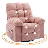 Garvee Rocking Recliner Chair, Massage Rocker Recliner Chair with Vibration Massage and Heat,360° Swivel Recliner Chairs,Oversized Rocker Recliner Single Sofa with Side Pocket, Living Room, Bedroom, Nursery - Pink
