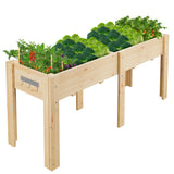 Garvee Ergonomic Wooden Raised Garden Bed with High Legs & Hooks, 72" x 23" x 30" Large Capacity Outdoor Planter Box with Non-Woven Liner, Easy Assembly for Vegetables, Herbs & Flowers, Varnish - Varnish