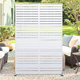 Garvee 72" X 47" Tall Metal Privacy Screen,3-Panel Freestanding Outdoor Divider Weather-Resistant for Patio/Garden/Deck - White