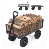 Garvee 1200 lb Heavy-Duty Steel Garden Cart, All-Terrain Utility Wagon with 13" Pneumatic Tires, Removable Mesh Sides, 180° Rotating Handle & Flatbed Design for Lawn, Yard, Farm, Landscaping, Gray - Gray