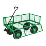 Garvee 3-in-1 Garden Cart, 500 lbs Heavy Duty Alloy Steel Utility Wagon with Removable Mesh Sides, 10 in Wheels & 180° Adjustable Handle for Yard, Lawn & Outdoor Transport, Green
