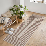 Garvee Khaki Washable Jute Runner Rug 2' × 6', Non Slip Low Pile Non Shedding Geometric Rug, Boho Farmhouse Indoor Outdoor Rug for Hallway Kitchen Patio - Khaki