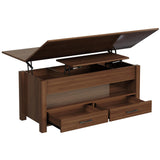Garvee 40" Lift Top Coffee Table with Storage, Multi-Function Convertible Coffee Table with Drawers and Hidden Compartment, Converts to Dining Table for Living Room, Brown - Brown