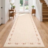 Garvee Bow-Knot Washable Runner Rug - Non-Slip Low Pile Carpet - Mark Resistant, Non-Shedding - For Hallway, Entryway, Kitchen, Bedroom, Laundry Room - Beige Ivory, 2x6ft - Beige