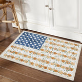 Garvee 2' × 3' 4th of July Patriotic Floral Rug, Blue Rust Ivory American Flag Washable Area Rug - Blue Rust Ivory