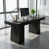 Garvee 55" Executive Desk, Mid-Century Modern Home Office Desks with Double Trapezoid Base, Wood Computer Desk Business Furniture Workstation Writing Table Conference Table, Black