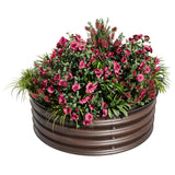 Garvee Round Metal Raised Garden Bed, 2x1FT Galvanized Planter Box, Rust-Resistant, Open Bottom, Safe Edge, Easy Assembly for Vegetables, Flowers & Herbs – Wood Grain - Wood