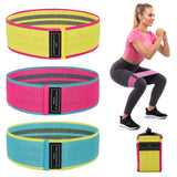 Garvee Yellow Pink Blue Gradient Hip Resistance Bands - Light to Heavy Fabric Booty Bands for Legs & Glutes, Non-Slip Squat Bands with Carry Bag for Home Workout, Yoga & Strength Training - 灰粉黑