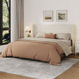 Garvee King Size Bed Frame with Wingback Headboard, Velvet Upholstered Platform Bed Frame with Sturdy Wooden Slats Support, No Box Spring Needed, Easy Assembly, Beige - Beige