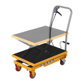 Garvee Hydraulic Lift Table Cart – 1100 lbs Capacity, Single Scissor Manual Platform – Non-Slip Pad, Locking Wheels, Reflective Strips – Industrial Material Handling Tool Set – Yellow