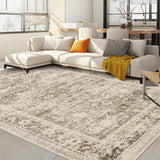 Garvee Washable Area Rugs - Perfect for Living Room, Bedroom, Kids Room, Nursery - Stain & Water Resistant Non-Slip, Foldable Indoor Vintage Carpet - Light Brown