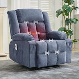Garvee Manual Recliner Chair with Heat Massage, Widen Overstuffed Oversize Single Sofa Lounge Chair for Big & Tall People with Remote Control 3 Recline Positions 2 Cup Holders Side Pockets, Blue - Blue