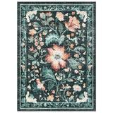 Garvee Washable Floral Area Rug - Non-Slip, Collapsible, Pet Friendly, Easy to Clean Carpet - Ideal for Living Room or Bedroom - Home Decor - Black, 5x7ft - Black