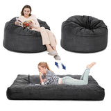Garvee 2-in-1 Convertible Bean Bag Chair Bed - Large Memory Foam Sofa, Washable Corduroy Cover, High Density Filling, Queen Size Lounger for Living Room & Bedroom - Dark Gray, Queen - Dark Gray