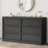 Garvee 6 Drawer Dresser Natural Oak Large Storage Sturdy Wood Construction Anti-Tip Device Bedroom Living Room Entryway Nursery - Natural Wood New