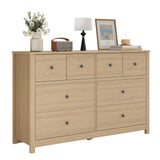 Garvee Modern 8 Drawer Bedside Table – Spacious Wooden Storage Chest for Bedroom or Home Office – Elegant Design – Large Capacity – Apricot Yellow - Natural