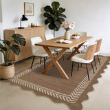 Garvee 8' x 10' Washable Scalloped Minimalist Geometric Rug—Suitable for Indoor and Outdoor Use, Perfect for Entryways, Hallways, and Bedrooms, Brown - Brown