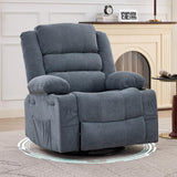 Garvee Rocking Recliner Chair for Adults, Wide 360° Swivel Rocker Recliner with Cup Holder, Smooth Rocking, Linen Upholstery, Deep Seat, Lazy boy Chair for Nursery, Living Room, Office, Blue - Blue|Linen