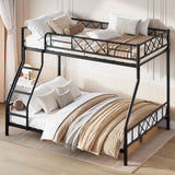 Garvee Space-Saving Metal Twin Over Full Size Bunk Bed – Robust Frame with Ladder & Full-Length Guardrails – Great for Adults & Teens – Sturdy Slats, No Box Spring Needed – Matte Black Sand Texture - Matte Black
