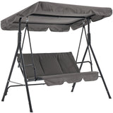 Garvee 3-Seat Outdoor Porch Swing Chair with Adjustable Canopy, Heavy-Duty Metal Frame Patio Swing for Backyard, Lawn & Porch,Grey