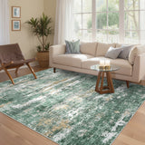 Garvee Machine Washable Green Abstract Area Rug – Modern Non-Slip Soft Carpet, Low Pile, mark Resistant, Ideal for Living Room, Bedroom, Nursery – 5x7ft - Green
