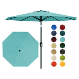 Garvee 9 ft Outdoor Patio Umbrella with 8 Sturdy Ribs, Crank Lift, Push-Button Tilt & UV-Resistant Waterproof Canopy for Pool, Deck, Yard & Garden, Lake Blue - Lake Blue