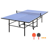 Garvee Portable Table Tennis Tables, Professional Outdoor Ping Pong Table, 9FT Foldable Ping Pong Tables Game Set with Net, 2 Paddles and 3 Balls for Indoor/Outdoor, Single Player Playback Mode