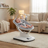 Garvee Electric Baby Swings with 5 Soothing Motions, 5 Speed Levels and Remote Control Reclining Seat with 5-Point Harness, 5 Preset Music & Sounds for Infants & Newborns, Light Grey - Light Grey