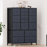 Garvee 15 Drawer Dresser for Bedroom, Tall Storage Organizer with Fabric, Metal Frame, Wood Top, Side Pockets & Hooks, Easy Assembly (Drak Gray) - Drak Gray