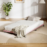 Garvee Twin Size Metal Roll Out Trundle Bed Frame with Wheels and Slats Support, Pink - Pink