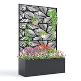 Garvee Metal Planter Box with Trellis, 71"x47"x16" Raised Garden Bed for Climbing Plants, Vegetables, Vines, Privacy Planters for Patio with Drainage Holes, 15.7" Deep Planting Bed - Birch Leaf
