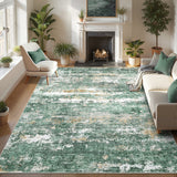 Garvee Machine Washable Green Abstract Area Rug – Modern Non-Slip Soft Carpet, Low Pile, mark Resistant, Ideal for Living Room, Bedroom, Nursery – 9x12ft - Green
