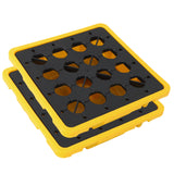 Garvee 2-Pack Spill Containment Pallet with Drain - 27"x27"x8" Heavy Duty Polypropylene Leakproof Tray Set, 5000 lbs Capacity, 15 Gallon Catch Sump, 2-Way Forklift Entry (Yellow)