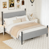 Garvee Full Size Upholstered Bed Frame - with Velvet Headboard, Soft Corduroy Fabric Platform with Wooden Slats Support & Heavy Duty Feet, No Box Spring Needed, Noise Free, Easy Assembly, Grey - Gray