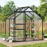 Garvee 6 x 4 FT Polycarbonate Greenhouse with Aluminum Frame, Sliding Door & Adjustable Roof Vent, Heavy-Duty Outdoor Greenhouse for Backyard, Garden, Patio - Black