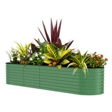 Garvee  8' X 2' X 2' Galvanized Raised Garden Bed Rust-Resistant, Easy Assembly Metal Planter Box Open-Bottom, Modular Design for Outdoor Gardening - Green-Oval