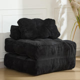 Garvee 3-in-1 Convertible Folding Sofa Bed Chair with Pillow & Back Support, Foldable Floor Mattress Futon, Comfy Portable Sleeper Floor Sofa Lounge for Living Room, Bedroom - Single, Black - Black