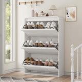 Garvee Shoe Cabinet with 3 Flip Drawers, Wooden Shoe Cabinet with Adjustable Shelf, Shoe Storage for Entryway, Hidden Shoe Cabinet for Hallway, Living Room, White