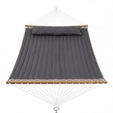 Garvee Durable & Comfortable Double Quilted Hammock for 2 – Outdoor Patio, Garden Bed, Wooden Spreader Bar, Pillow, 450lbs – Dark Gray - Dark Gray